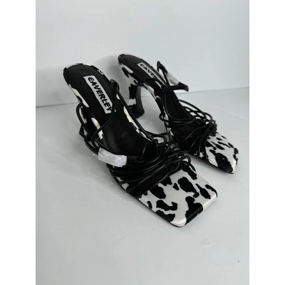 NewCaverley x Anthropologie Norman Leather Heel EU 36 US 6 Black White Strappy